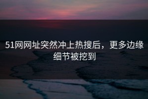 51网网址突然冲上热搜后，更多边缘细节被挖到