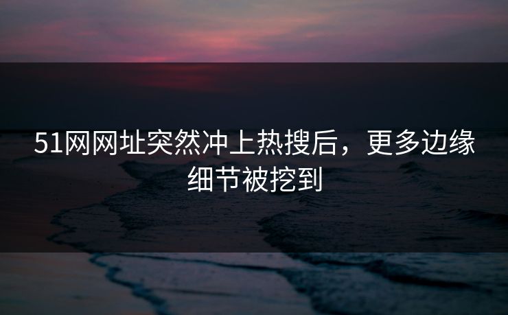 51网网址突然冲上热搜后，更多边缘细节被挖到